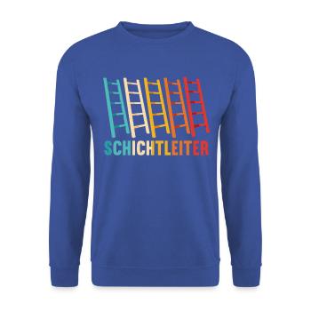 Schichtleiter Nachtschicht Schichtarbeiter - Unisex Pullover - Royalblau - Vorne - Alina (178cm) & Michal (187cm)