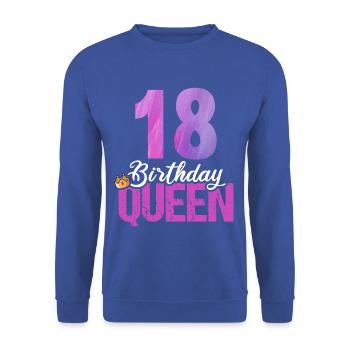 18 years old 18 birthday Birthday Queen - Unisex Sweatshirt - royal blue - Front - Alina (178cm) & Michal (187cm)
