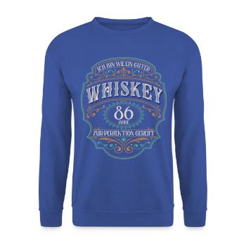 86 Jahre bin guter Whisky Whiskey 86. Geburtstag - Unisex Pullover - Royalblau - Vorne - Alina (178cm) & Michal (187cm)