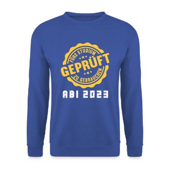 Abitur Gymnasium Damen und Herren Abi 2023 - Unisex Pullover - Royalblau - Vorne - Alina (178cm) & Michal (187cm)