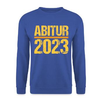 Abitur Gymnasium Damen und Herren Abi 2023 - Unisex Pullover - Royalblau - Vorne - Alina (178cm) & Michal (187cm)