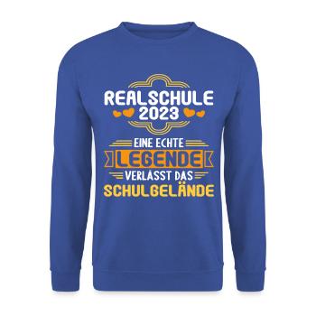 Eine Legende verlässt das Gelände Realschule 2023 - Unisex Pullover - Royalblau - Vorne - Alina (178cm) & Michal (187cm)