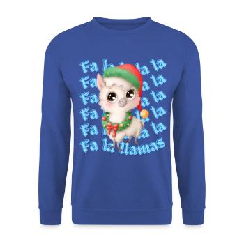 Noël des lamas - Sweat-shirt Unisexe - bleu royal - Devant - Alina (178cm) & Michal (187cm)