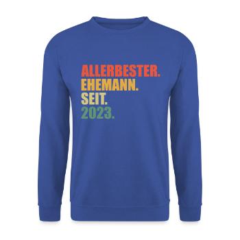 Meilleur mari depuis 2023 1er anniversaire de mariage - Sweat-shirt Unisexe - bleu royal - Devant - Alina (178cm) & Michal (187cm)