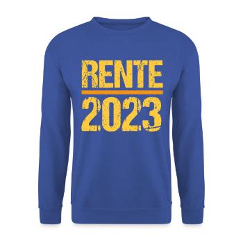 Rentner 2023 Rentnerin 2023 Rente 2023 - Unisex Pullover - Royalblau - Vorne - Alina (178cm) & Michal (187cm)