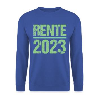 Rentner 2023 Rentnerin 2023 Rente 2023 - Unisex Pullover - Royalblau - Vorne - Alina (178cm) & Michal (187cm)