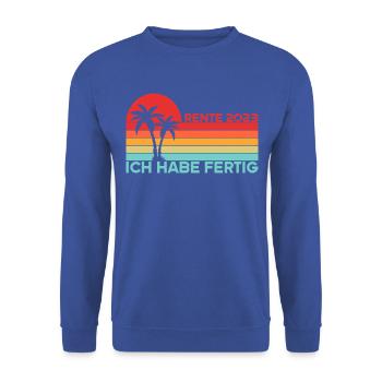 Rentner 2023 Rentnerin 2023 Rente 2023 - Unisex Pullover - Royalblau - Vorne - Alina (178cm) & Michal (187cm)