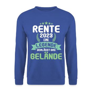 Rentner 2023 Rentnerin 2023 Rente 2023 - Unisex Pullover - Royalblau - Vorne - Alina (178cm) & Michal (187cm)