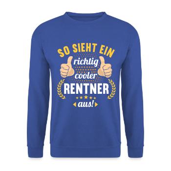 Rente 2023 Ruhestand Abschied Rentner 2023 - Unisex Pullover - Royalblau - Vorne - Alina (178cm) & Michal (187cm)