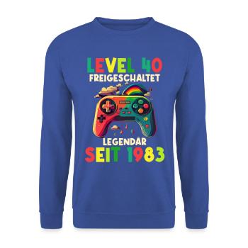 1983 Level 40 Jahre Gaming 40er 40 Geburtstag - Unisex Pullover - Royalblau - Vorne - Alina (178cm) & Michal (187cm)