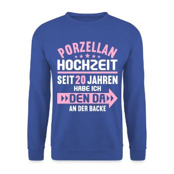20 verheiratet Porzellan Hochzeit 20.Hochzeitstag - Unisex Pullover - Royalblau - Vorne - Alina (178cm) & Michal (187cm)