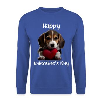 Happy Valentins Day Beagle - Unisex Pullover - Royalblau - Vorne - Alina (178cm) & Michal (187cm)