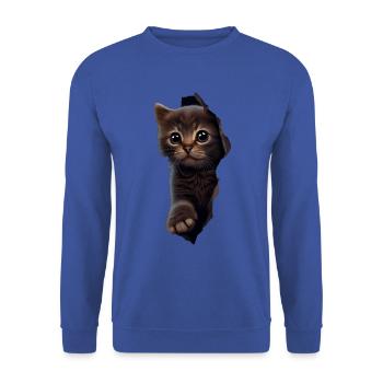 Chat mignon Chaton Craqué Chat Amants Chats Chats - Sweat-shirt Unisexe - bleu royal - Devant - Alina (178cm) & Michal (187cm)
