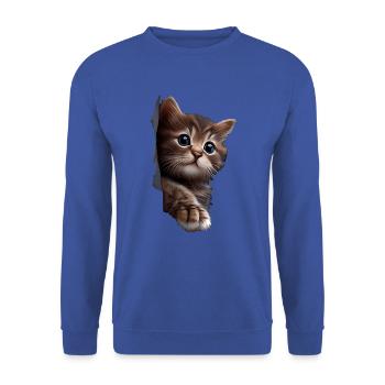 Chat mignon Chaton Craqué Chat Amants Chats Chats - Sweat-shirt Unisexe - bleu royal - Devant - Alina (178cm) & Michal (187cm)