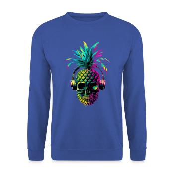 EDM Music Rave Festival Pineapple Techno - Unisex Sweatshirt - royal blue - Front - Alina (178cm) & Michal (187cm)