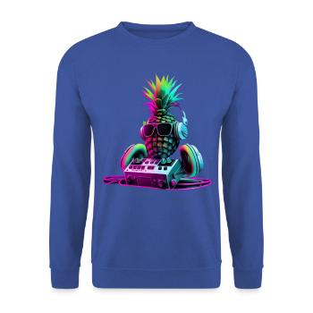 EDM Music Rave Festival Pineapple Techno - Unisex Sweatshirt - royal blue - Front - Alina (178cm) & Michal (187cm)