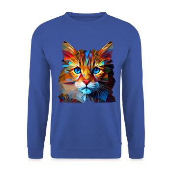 Cat Cats Kitten Polygon Cat - Unisex Sweatshirt - royal blue - Front - Alina (178cm) & Michal (187cm)
