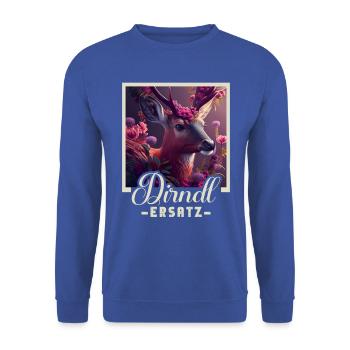 Dirndl Ersatz Dirndl Trachten Kostüm Dirndl Ersatz - Unisex Pullover - Royalblau - Vorne - Alina (178cm) & Michal (187cm)