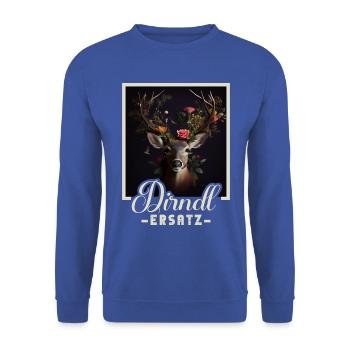 Dirndl Ersatz Dirndl Trachten Kostüm Dirndl Ersatz - Unisex Pullover - Royalblau - Vorne - Alina (178cm) & Michal (187cm)