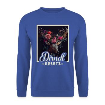 Dirndl Ersatz Dirndl Trachten Kostüm Dirndl Ersatz - Unisex Pullover - Royalblau - Vorne - Alina (178cm) & Michal (187cm)