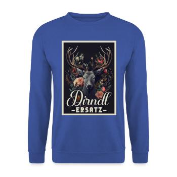 Dirndl Ersatz Dirndl Trachten Kostüm Dirndl Ersatz - Unisex Pullover - Royalblau - Vorne - Alina (178cm) & Michal (187cm)