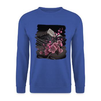 Vintage Japanese Sakura Cherry Blossom Temple - Unisex Sweatshirt - royal blue - Front - Alina (178cm) & Michal (187cm)