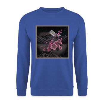 Temple japonais vintage des fleurs de cerisier Sakura - Sweat-shirt Unisexe - bleu royal - Devant - Alina (178cm) & Michal (187cm)