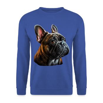 French Bulldog Frenchie Französische Bulldogge - Unisex Sweatshirt - royal blue - Front - Alina (178cm) & Michal (187cm)