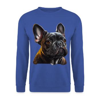 French Bulldog Frenchie Französische Bulldogge - Unisex Sweatshirt - royal blue - Front - Alina (178cm) & Michal (187cm)
