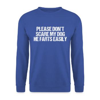 Please don't scare my dog French Bulldog - Unisex Sweatshirt - royal blue - Front - Alina (178cm) & Michal (187cm)