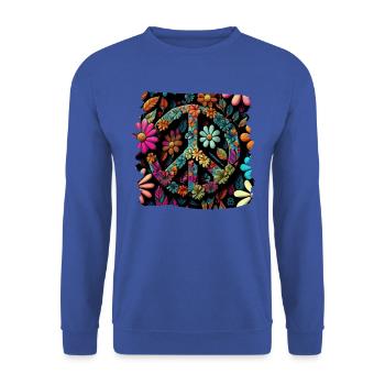 Hippie Festival Liebe Vintage Friedenszeichen - Unisex Pullover - Royalblau - Vorne - Alina (178cm) & Michal (187cm)