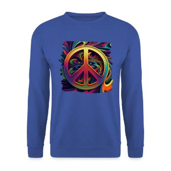 Hippie Festival Liebe Vintage Friedenszeichen - Unisex Pullover - Royalblau - Vorne - Alina (178cm) & Michal (187cm)