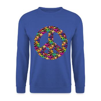 Hippie Festival Liebe Vintage Friedenszeichen - Unisex Pullover - Royalblau - Vorne - Alina (178cm) & Michal (187cm)