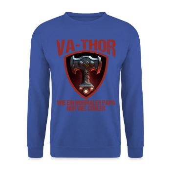 Papa Vathor Va Thor Vatertag Vatertagsgeschenk - Unisex Pullover - Royalblau - Vorne - Alina (178cm) & Michal (187cm)