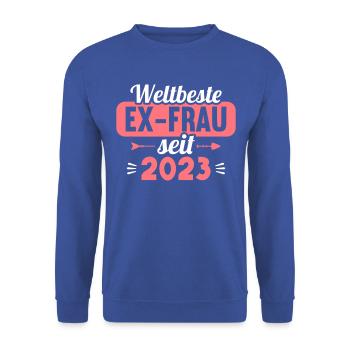 Weltbeste Ex-Frau seit 2023 Scheidungs - Unisex Pullover - Royalblau - Vorne - Alina (178cm) & Michal (187cm)