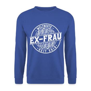 Weltbeste Ex-Frau seit 2019 Scheidungs - Unisex Pullover - Royalblau - Vorne - Alina (178cm) & Michal (187cm)
