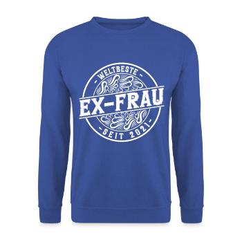 Weltbeste Ex-Frau seit 2021 Scheidungs - Unisex Pullover - Royalblau - Vorne - Alina (178cm) & Michal (187cm)