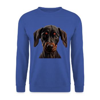 Doberman Dobermans Chien Chiens chiot Doberman - Sweat-shirt Unisexe - bleu royal - Devant - Alina (178cm) & Michal (187cm)