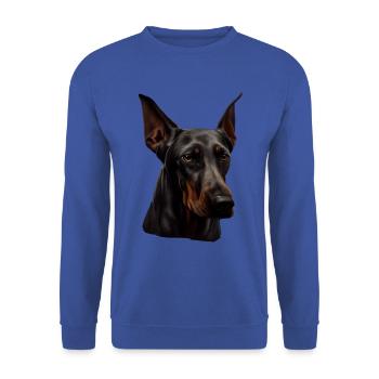 Doberman Dobermans Chien Chiens chiot Doberman - Sweat-shirt Unisexe - bleu royal - Devant - Alina (178cm) & Michal (187cm)