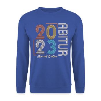 Abitur Gymnasium Damen und Herren Abi 2023 - Unisex Pullover - Royalblau - Vorne - Alina (178cm) & Michal (187cm)