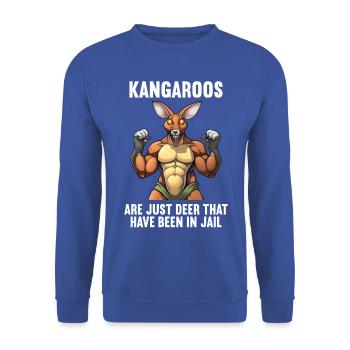 Kangaroo Kangaroos Kängurus lustiges Känguru - Unisex Pullover - Royalblau - Vorne - Alina (178cm) & Michal (187cm)