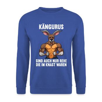 Kangaroo Kangaroos Kängurus lustiges Känguru - Unisex Pullover - Royalblau - Vorne - Alina (178cm) & Michal (187cm)