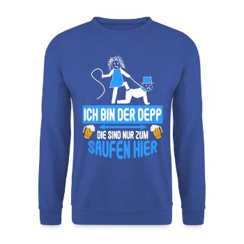Junggesellenabschied Poltern Polterabend JGA - Unisex Pullover - Royalblau - Vorne - Alina (178cm) & Michal (187cm)