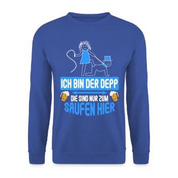 Junggesellenabschied Poltern Polterabend JGA - Unisex Pullover - Royalblau - Vorne - Alina (178cm) & Michal (187cm)
