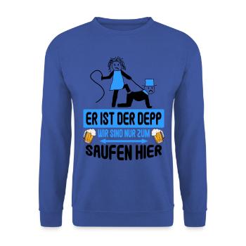 Junggesellenabschied Poltern Polterabend JGA - Unisex Pullover - Royalblau - Vorne - Alina (178cm) & Michal (187cm)