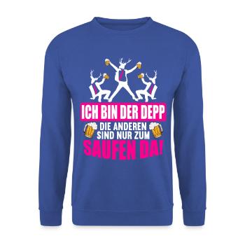 Junggesellenabschied Poltern Polterabend JGA - Unisex Pullover - Royalblau - Vorne - Alina (178cm) & Michal (187cm)