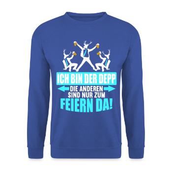 Junggesellenabschied Poltern Polterabend JGA - Unisex Pullover - Royalblau - Vorne - Alina (178cm) & Michal (187cm)
