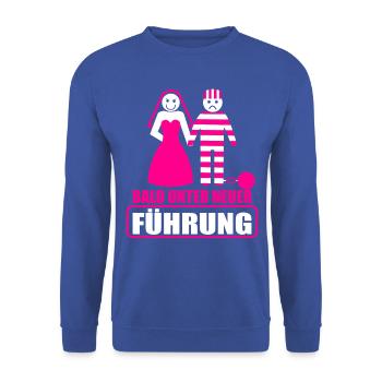 Junggesellenabschied Poltern Polterabend JGA - Unisex Pullover - Royalblau - Vorne - Alina (178cm) & Michal (187cm)