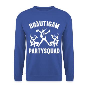 Junggesellenabschied Poltern Polterabend JGA - Unisex Pullover - Royalblau - Vorne - Alina (178cm) & Michal (187cm)