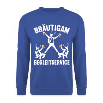Junggesellenabschied Poltern Polterabend JGA - Unisex Pullover - Royalblau - Vorne - Alina (178cm) & Michal (187cm)